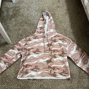 CONCEPT pink camo cropped hoodie